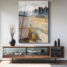 GülsenArt Gustave Caillebotte Paris Sokak Manzarası Temperli Cam Tablo Duvar Tablosu Dekoratif Tablo