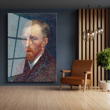GülsenArt Vincent Van Gogh Otoportre Sanatçı Portresi Temperli Cam Tablo Duvar Tablosu Dekoratif Tablo