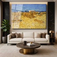 GülsenArt Vincent Van Gogh Hasat Kırsal Yaşam Resmi Temperli Cam Tablo Duvar Tablosu Dekoratif Tablo