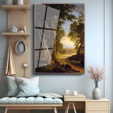 GülsenArt Asher Brown Durand Orman Yolu Doğa Patikası Temperli Cam Tablo Duvar Tablosu Dekoratif Tablo