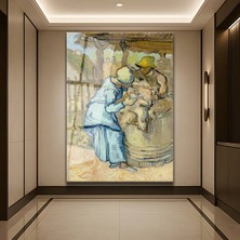 GülsenArt Vincent Van Gogh Koyun Kırpıcılar Çiftçi Sahnesi Temperli Cam Tablo Duvar Tablosu Dekoratif Tablo
