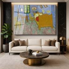 GülsenArt Vincent Van Gogh Arles Yatak Odası Iç Mekan Resmi Temperli Cam Tablo Duvar Tablosu Dekoratif Tablo