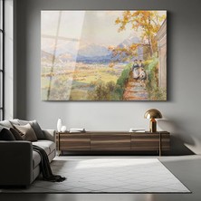 GülsenArt Edward Theodore Compton Alp Dağları Peyzaj Manzarası Temperli Cam Tablo Duvar Tablosu Dekoratif Tablo