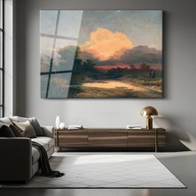 GülsenArt Thomas Cole Günbatımı Doğa Manzarası Temperli Cam Tablo Duvar Tablosu Dekoratif Tablo