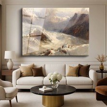 GülsenArt J.m.w. Turner Mer De Glace Buzul Manzarası Temperli Cam Tablo Duvar Tablosu Dekoratif Tablo