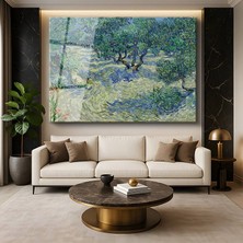 GülsenArt Vincent Van Gogh Zeytin Bahçesi Akdeniz Tarımı Temperli Cam Tablo Duvar Tablosu Dekoratif Tablo