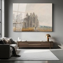 GülsenArt J.m.w. Turner Melrose Manastırı Tarihi Resmi Temperli Cam Tablo Duvar Tablosu Dekoratif Tablo