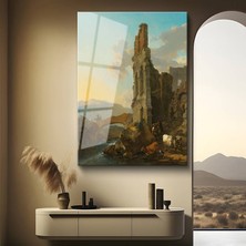 GülsenArt Jan Both Antik Harabe Tarihi Yapı Temperli Cam Tablo Duvar Tablosu Dekoratif Tablo