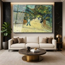 GülsenArt Vincent Van Gogh Park Yolu Doğa Manzarası Temperli Cam Tablo Duvar Tablosu Dekoratif Tablo