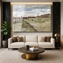 GülsenArt Vincent Van Gogh Scheveningen Çamaşır Alanı Günlük Yaşam Resmi Temperli Cam Tablo Duvar Tablosu Dekoratif Tablo