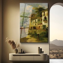 GülsenArt Anonim Italyan Evleri Mimari Manzara Temperli Cam Tablo Duvar Tablosu Dekoratif Tablo