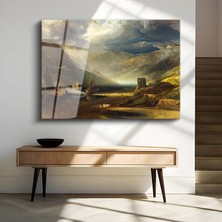 GülsenArt J.m.w. Turner Dağlık Kıyı Deniz Manzarası Temperli Cam Tablo Duvar Tablosu Dekoratif Tablo
