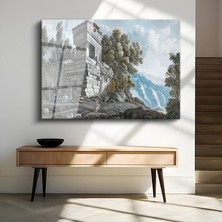GülsenArt Jacob Philipp Hackert Italyan Kırsal Doğa Manzarası Temperli Cam Tablo Duvar Tablosu Dekoratif Tablo