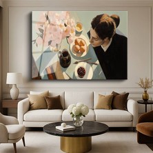 GülsenArt Francesca Strino Kahvaltı Masası Günlük Yaşam Resmi Temperli Cam Tablo Duvar Tablosu Dekoratif Tablo