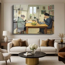 GülsenArt Katy Hessel Çalışma Masası Ofis Iç Mekanı Temperli Cam Tablo Duvar Tablosu Dekoratif Tablo