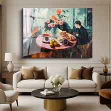 GülsenArt Avigdor Arikha Çiçekli Masa Natürmort Resmi Temperli Cam Tablo Duvar Tablosu Dekoratif Tablo