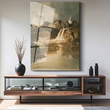 GülsenArt J.m.w. Turner Taş Köprü Şelale Manzarası Temperli Cam Tablo Duvar Tablosu Dekoratif Tablo
