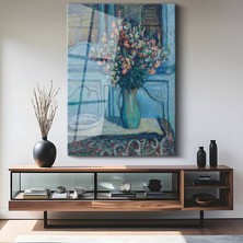 GülsenArt Henri Matisse Mavi Vazo Renkli Çiçekler Temperli Cam Tablo Duvar Tablosu Dekoratif Tablo