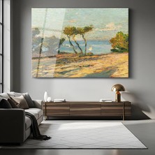 GülsenArt Claude Monet Akdeniz Kıyısı Deniz Manzarası Temperli Cam Tablo Duvar Tablosu Dekoratif Tablo
