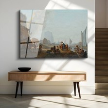 GülsenArt Aelbert Cuyp Nehir Kıyısı Kırsal Manzara Temperli Cam Tablo Duvar Tablosu Dekoratif Tablo