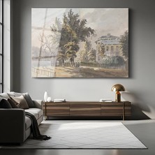 GülsenArt Thomas Girtin Malikane Bahçesi Peyzaj Resmi Temperli Cam Tablo Duvar Tablosu Dekoratif Tablo