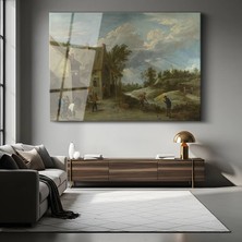 GülsenArt David Teniers Köy Hayatı Kırsal Resmi Temperli Cam Tablo Duvar Tablosu Dekoratif Tablo