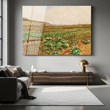 GülsenArt Claude Monet Lahana Tarlası Kırsal Manzarası Temperli Cam Tablo Duvar Tablosu Dekoratif Tablo
