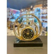 Çırpan Ev Altın Eskirme Spiral Desen Masa Saati 18X20CM