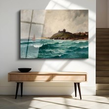 GülsenArt William Turner Fırtınalı Deniz Kale Manzarası Temperli Cam Tablo Duvar Tablosu Dekoratif Tablo