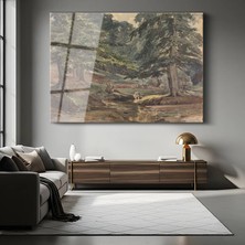 GülsenArt Thomas Gainsborough Orman Deresi Su Resmi Temperli Cam Tablo Duvar Tablosu Dekoratif Tablo
