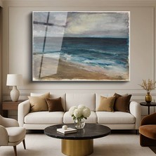 GülsenArt J.m.w. Turner Deniz Kıyısı Sahil Manzarası Temperli Cam Tablo Duvar Tablosu Dekoratif Tablo
