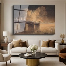 GülsenArt Joseph Mallord William Turner Londra Köprüsü Gece Görünümü Temperli Cam Tablo Duvar Tablosu Dekoratif Tablo