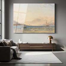 GülsenArt J.m.w. Turner Dağlık Göl Peyzaj Manzarası Temperli Cam Tablo Duvar Tablosu Dekoratif Tablo