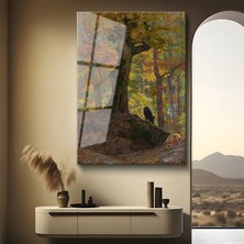 GülsenArt Ivan Shishkin Sonbahar Renkleri Orman Temperli Cam Tablo Duvar Tablosu Dekoratif Tablo