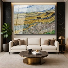 GülsenArt Vincent Van Gogh Saban Süren Çiftçi Tarım Resmi Temperli Cam Tablo Duvar Tablosu Dekoratif Tablo