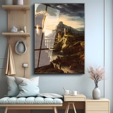 GülsenArt Claude Lorrain Antik Manzara Tarihi Sanat Temperli Cam Tablo Duvar Tablosu Dekoratif Tablo
