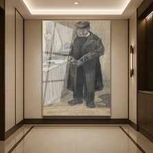 GülsenArt Vincent Van Gogh Mutfaktaki Adam Eskiz Sanatı Temperli Cam Tablo Duvar Tablosu Dekoratif Tablo