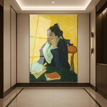 GülsenArt Vincent Van Gogh Arlesli Madam Ginoux Kadın Portresi Temperli Cam Tablo Duvar Tablosu Dekoratif Tablo