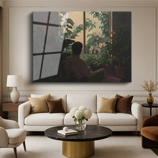 GülsenArt Thomas Saliot Bitki Odası Iç Mekan Botanik Resmi Temperli Cam Tablo Duvar Tablosu Dekoratif Tablo