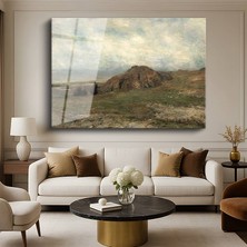 GülsenArt Charles-François Daubigny Tepeler Doğa Manzarası Temperli Cam Tablo Duvar Tablosu Dekoratif Tablo