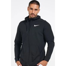 Nike Dri-Fit Hoodie Full-Zip Fleece Erkek Siyah Spor Sweatshrit