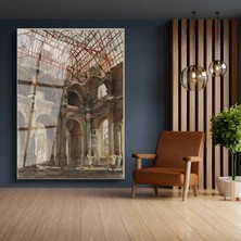 GülsenArt Richard Parkes Bonington Savaş Sonrası Harabe Manzarası Temperli Cam Tablo Duvar Tablosu Dekoratif Tablo