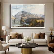 GülsenArt Caspar Wolf Alp Vadisi Isviçre Manzarası Temperli Cam Tablo Duvar Tablosu Dekoratif Tablo