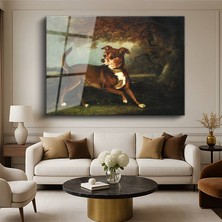 GülsenArt George Stubbs Manzarada Köpek Portresi Hayvan Resmi Temperli Cam Tablo Duvar Tablosu Dekoratif Tablo