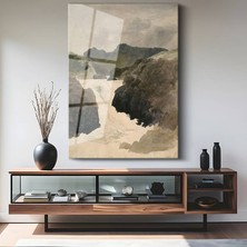 GülsenArt J.m.w. Turner Dağ Şelalesi Doğa Manzarası Temperli Cam Tablo Duvar Tablosu Dekoratif Tablo