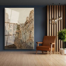 GülsenArt David Roberts Yıkıntılar Arası Antik Manzara Temperli Cam Tablo Duvar Tablosu Dekoratif Tablo