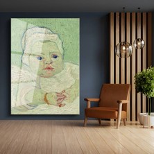 GülsenArt Vincent Van Gogh Bebek Roulin Çocuk Portresi Temperli Cam Tablo Duvar Tablosu Dekoratif Tablo