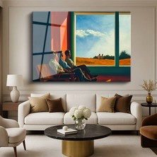 GülsenArt Edward Hopper Güneşteki Insanlar Modern Figür Resmi Temperli Cam Tablo Duvar Tablosu Dekoratif Tablo