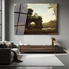 GülsenArt Claude Lorrain Pastoral Kırsal Manzara Temperli Cam Tablo Duvar Tablosu Dekoratif Tablo