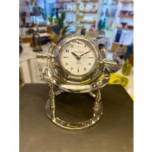 Çırpan Ev Gümüş Harita Desenli Masa Saati 20X25CM